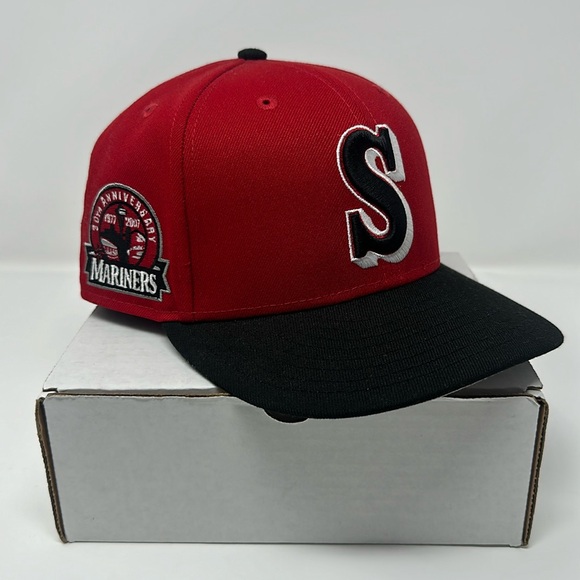 Pro Image Sports Seattle Mariners Red/Black Fitted Hat Size 7 3/8 - Picture 1 of 7